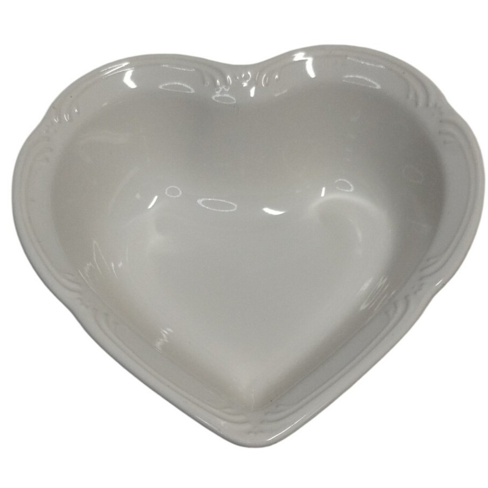 Pfaltzgraff White Heart Dish |‎ Vintage Stoneware Trinket Bowl | Valentine Decor